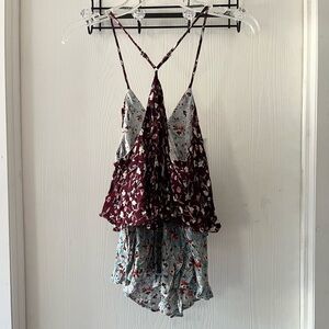 GiGiO Two-Layer Floral Spaghetti Strap Halter Top